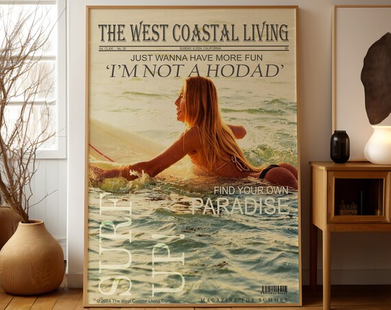 The West Coastal Living Surfer Girl Not A Hodad Vintage Poster