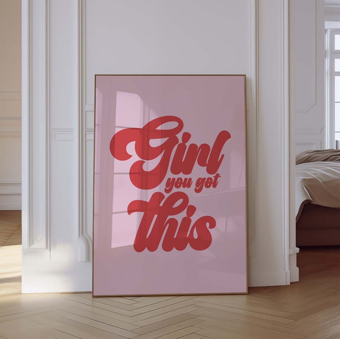Girl You Got This Retro Coral Script Pink Bedroom Wall Poster - Image 2