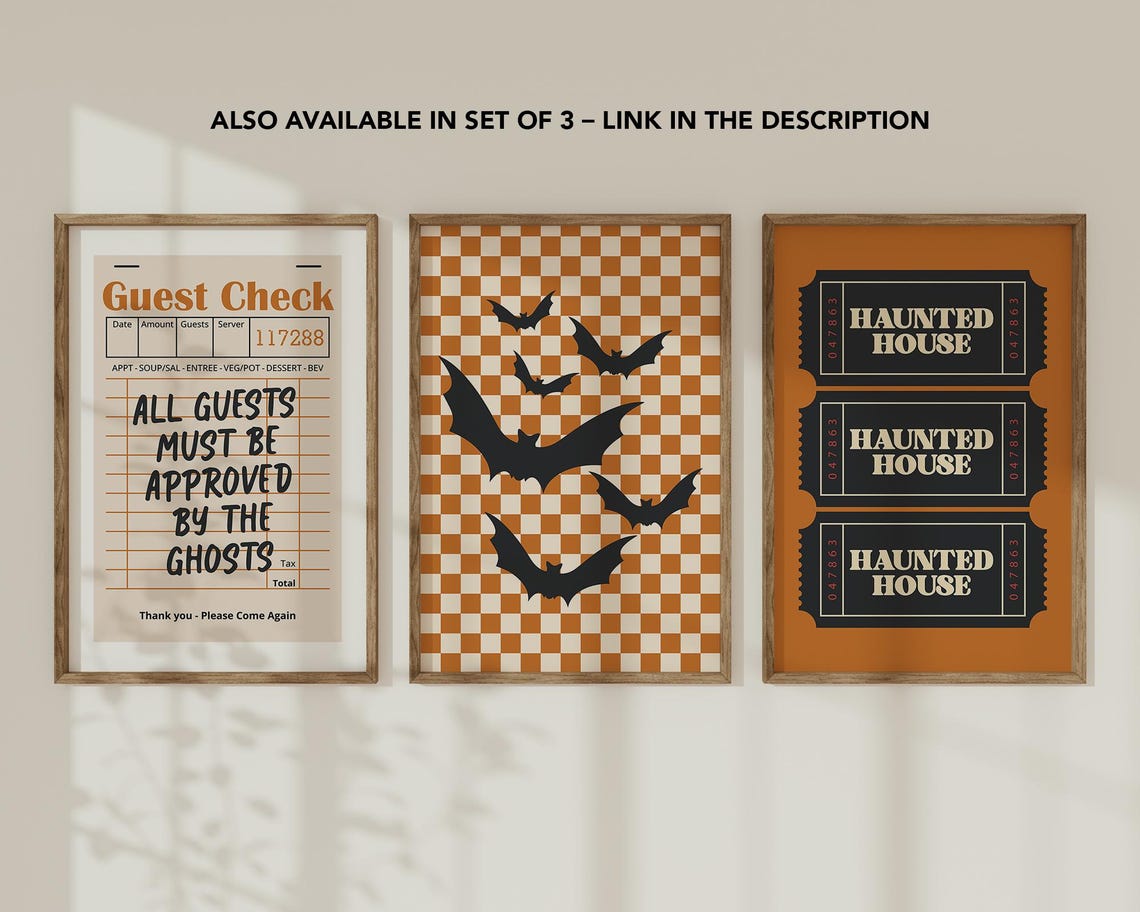 Haunted House Ticket Stub Trio Spooky Halloween Wall Decor Poster - Image 3