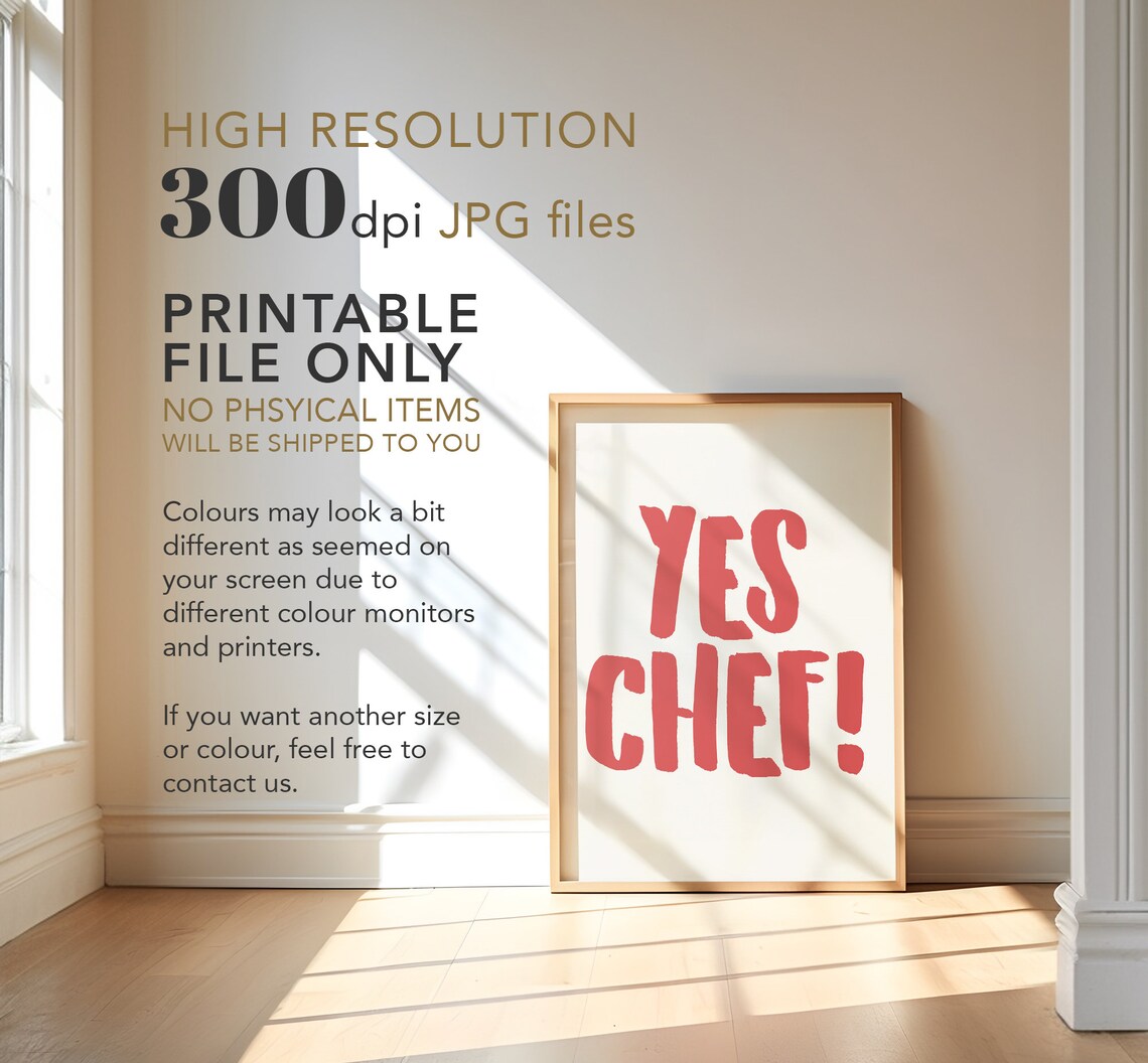 Yes Chef Poster, Mid Century Kitchen Art Print - Image 4