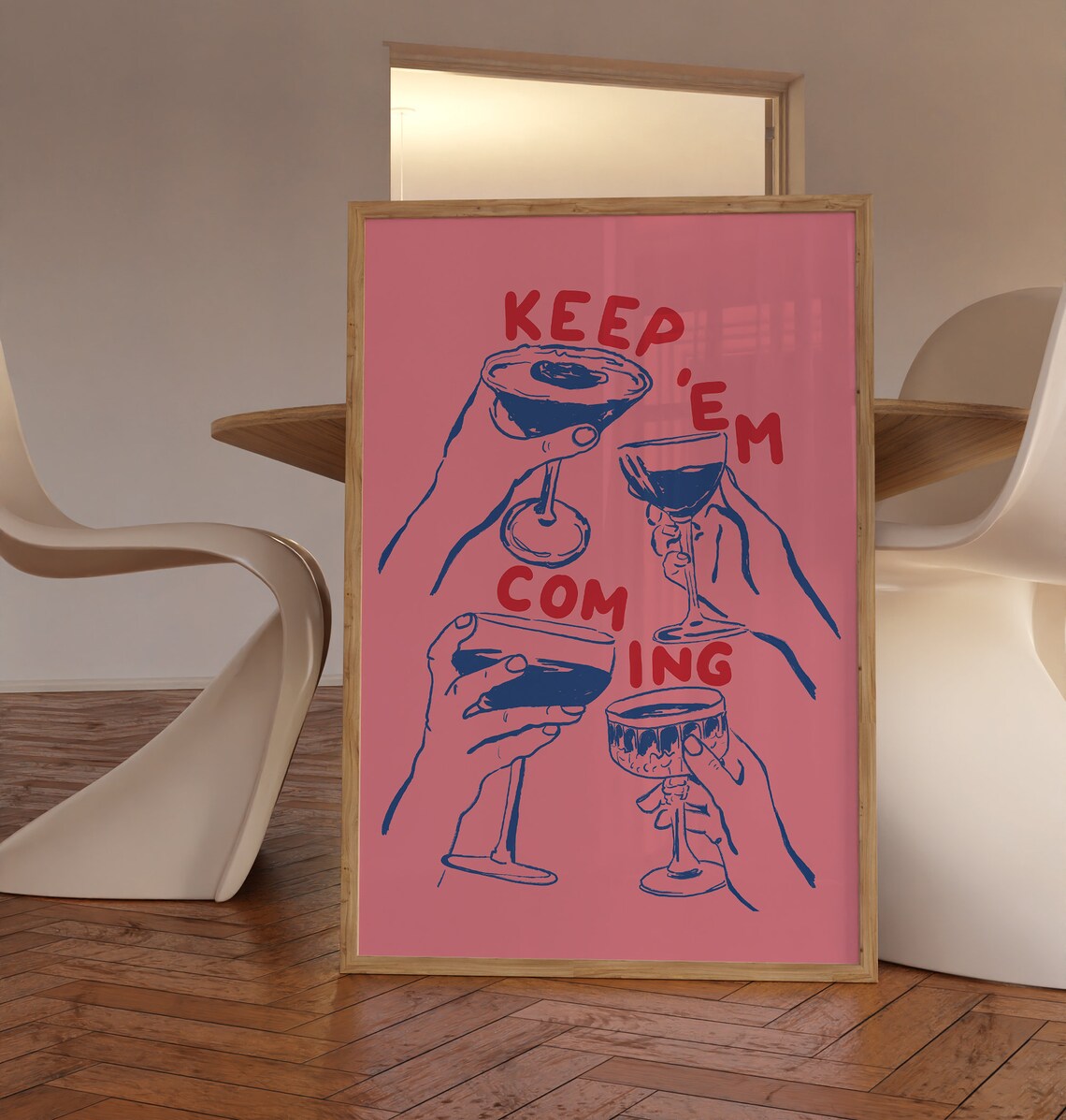 Keep Em Coming Bar Cart Cocktail Poster - Image 2