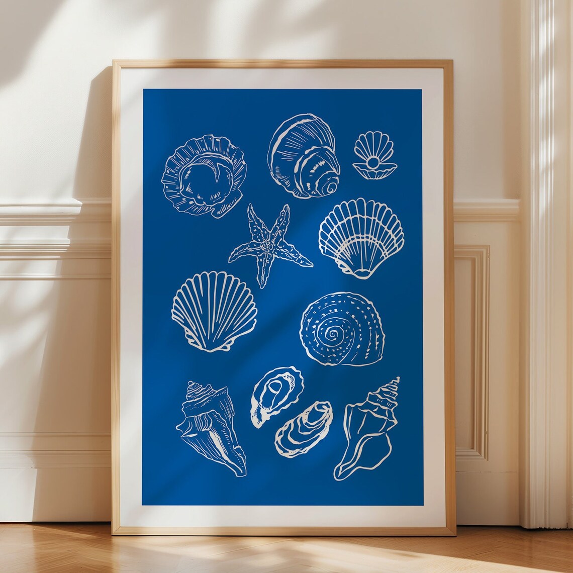 Seashells Blue Coastal Beach House Decor Art Print