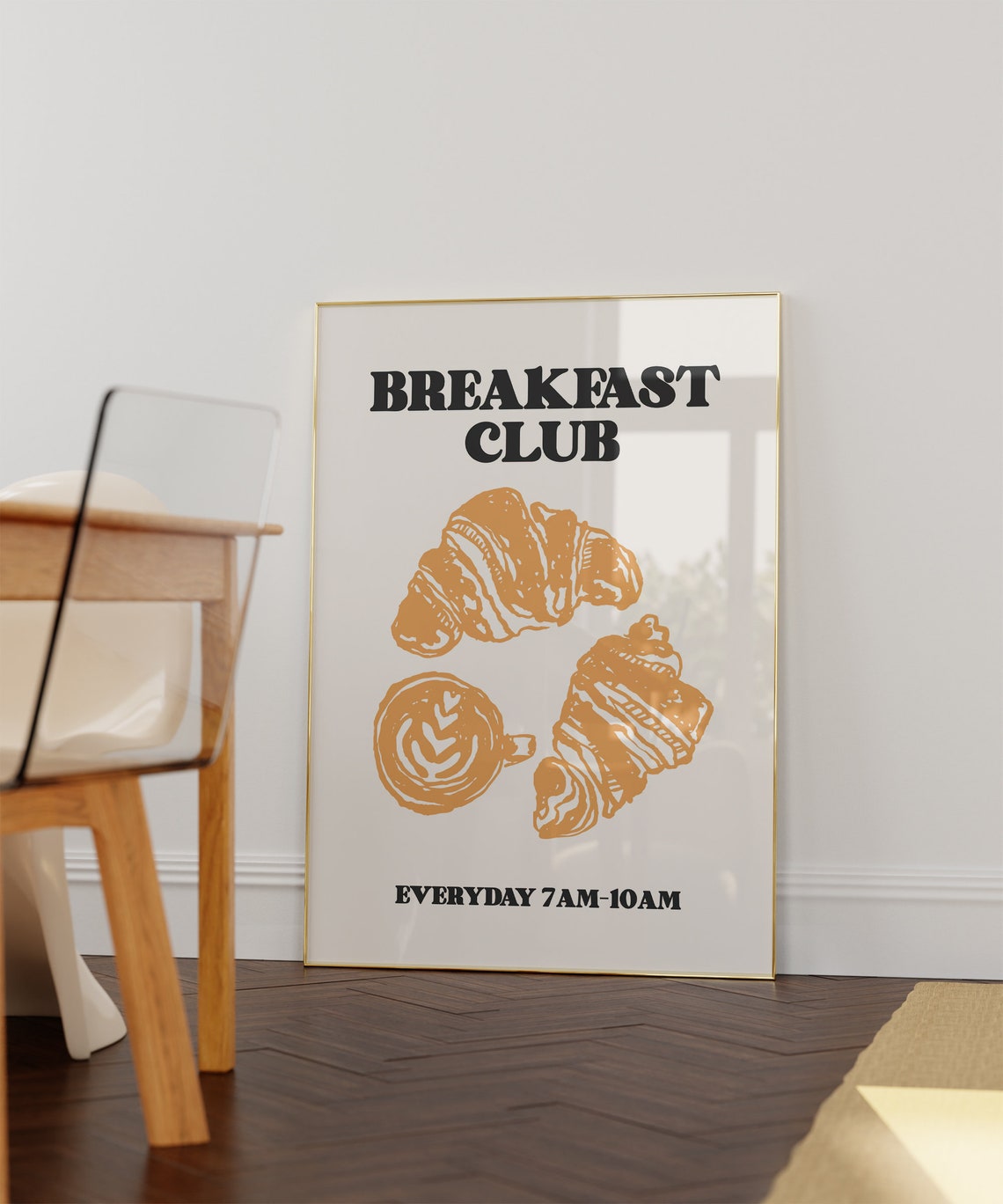 Breakfast Club Orange Croissant Coffee Art Everyday Kitchen Poster - Image 3