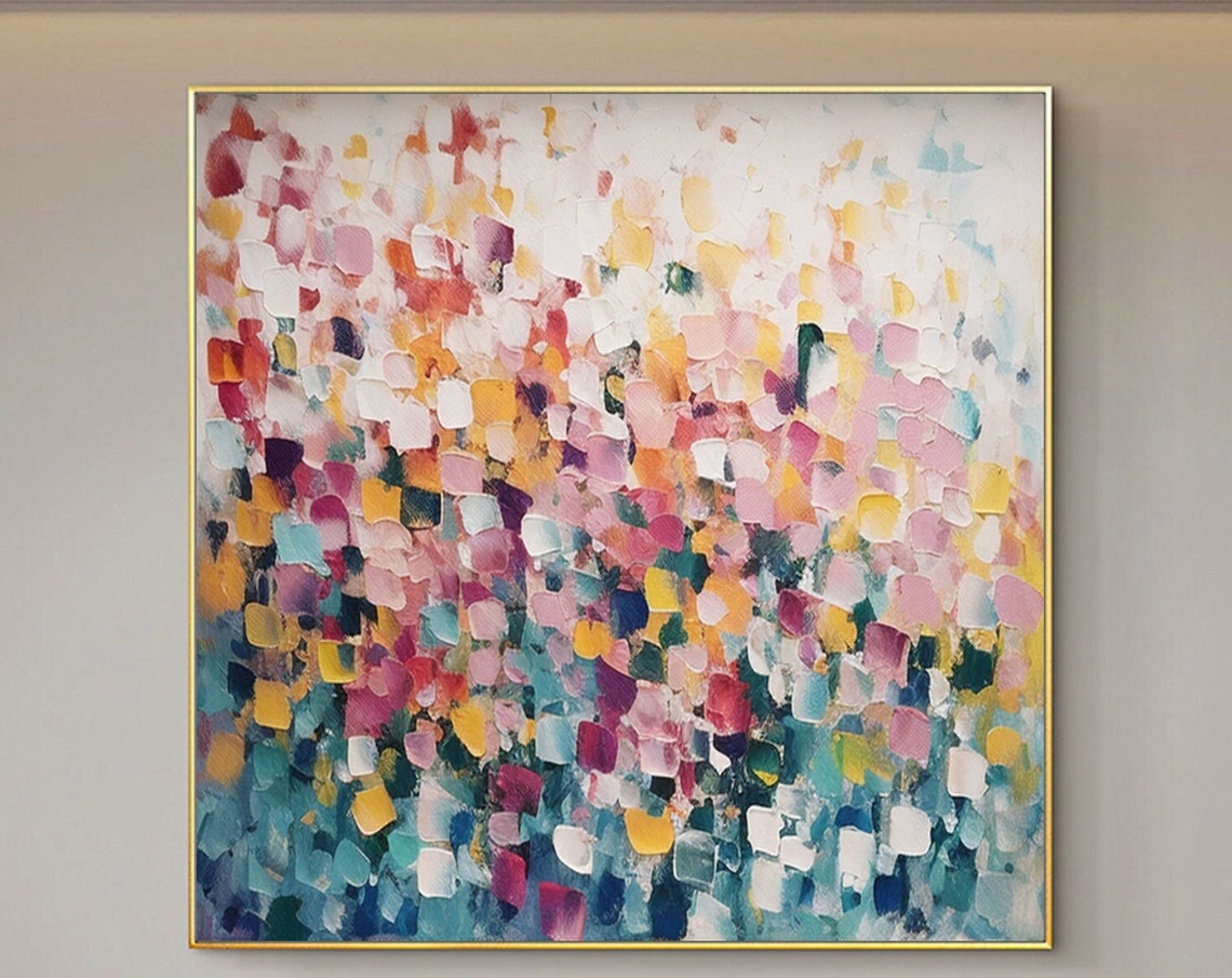 Colorful Mosaic Dabs Abstract Pastel Impasto Texture Art Poster