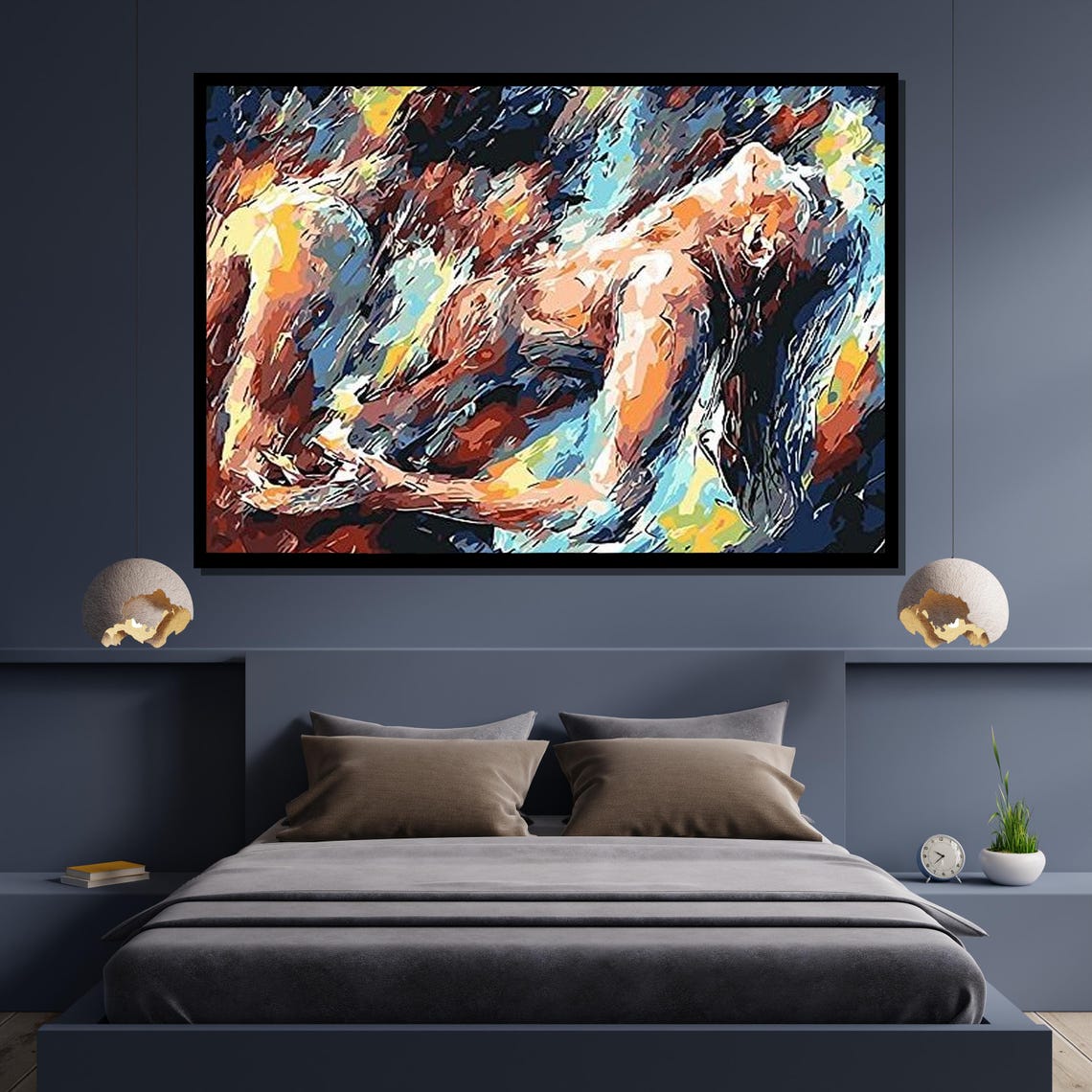 Passionate Embrace Erotic Abstract Art Sensual Lovers Print Bold Wall Decor Ready To Hang - Image 4