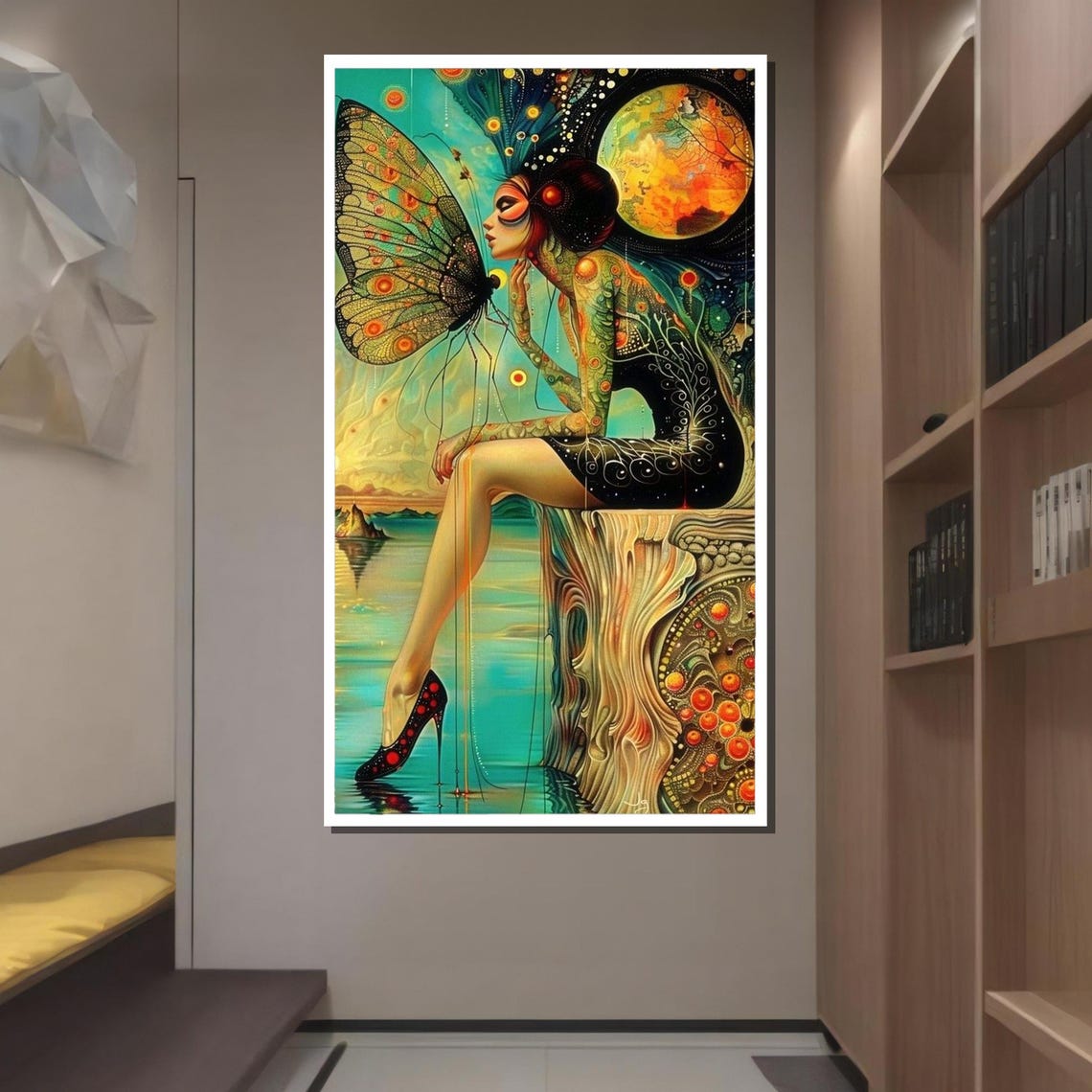 Fantasy Butterfly Woman Surreal Art Print Whimsical Wall Decor Colorful Dreamscape Design Home Decor Ready To Hang Decoration - Image 4