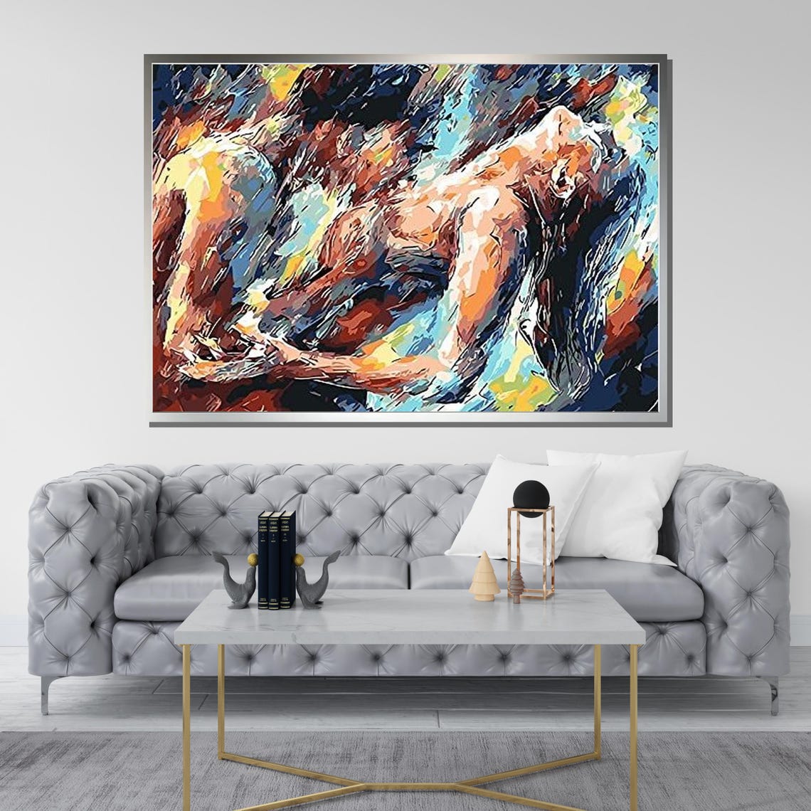 Passionate Embrace Erotic Abstract Art Sensual Lovers Print Bold Wall Decor Ready To Hang - Image 3