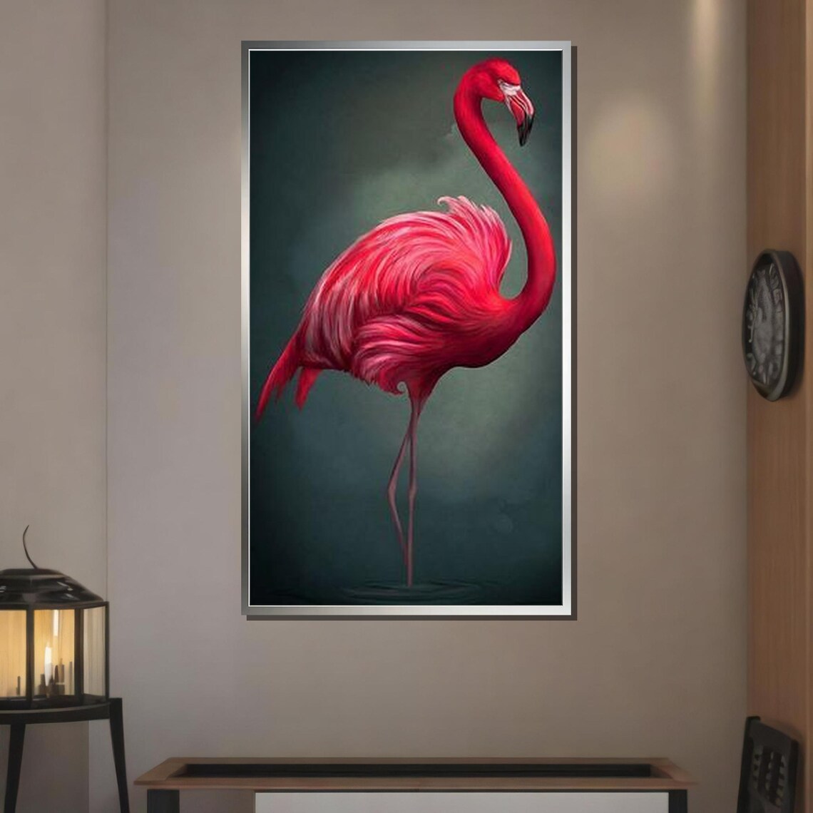 Elegant Pink Flamingo Standing Graceful Bird Vibrant Animal Art Poster - Image 2