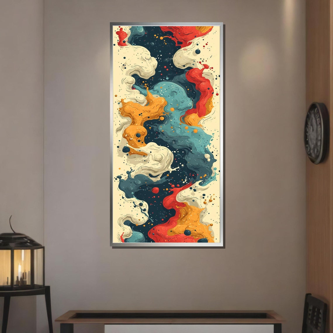 Colorful Abstract Swirl Fluid Marble Teal Red Modern Art Wall Poster - Image 3