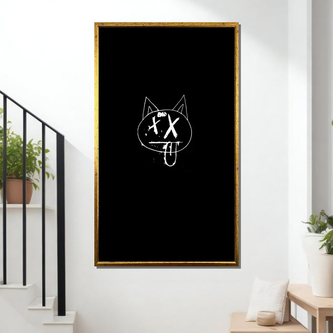 Bad Kitty Graffiti Cat Minimalist Black White Urban Art Poster - Image 2