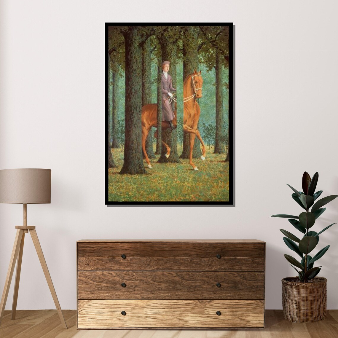 Surreal Horseman Magritte Inspired Art Abstract Forest Wall Print Dreamlike Art Piece Ready To Hang Decor - Image 4