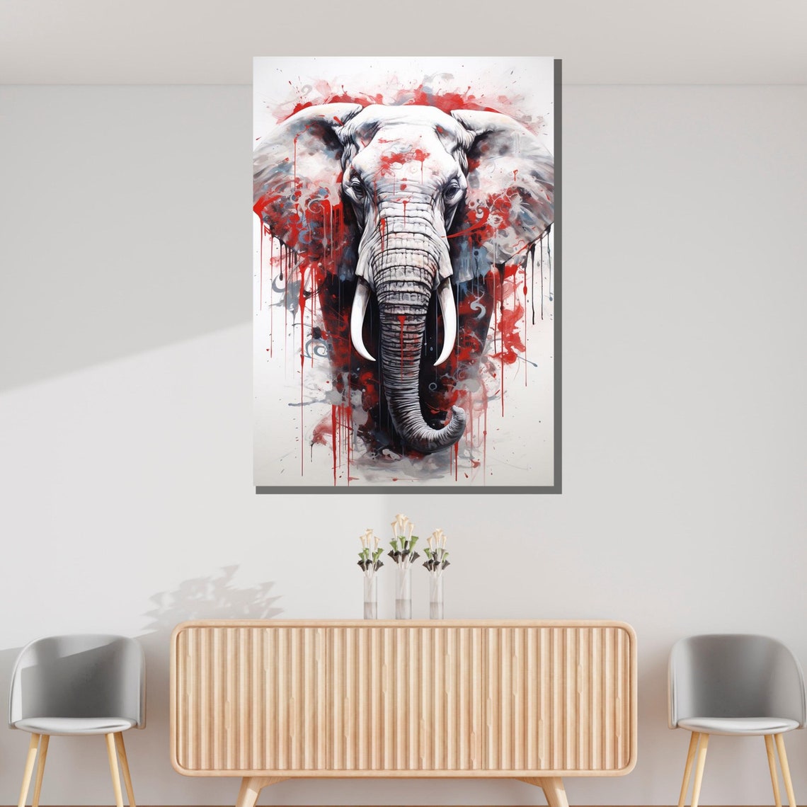Bold Elephant Abstract Wildlife Art Dramatic Animal Print Colorful Elephant Poster Wall Art Design Ready To Hang Decoration - Image 3