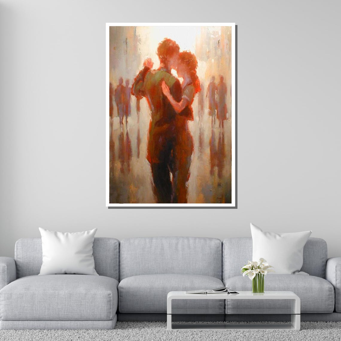 Romantic Dance Impressionist Couple Art Intimate Embrace Wall Print Love In The Air Decor Ready To Hang Decoration - Image 2