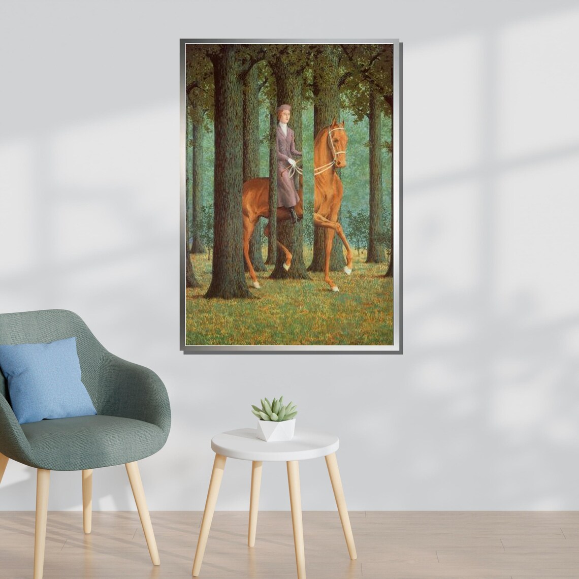 Surreal Horseman Magritte Inspired Art Abstract Forest Wall Print Dreamlike Art Piece Ready To Hang Decor - Image 3