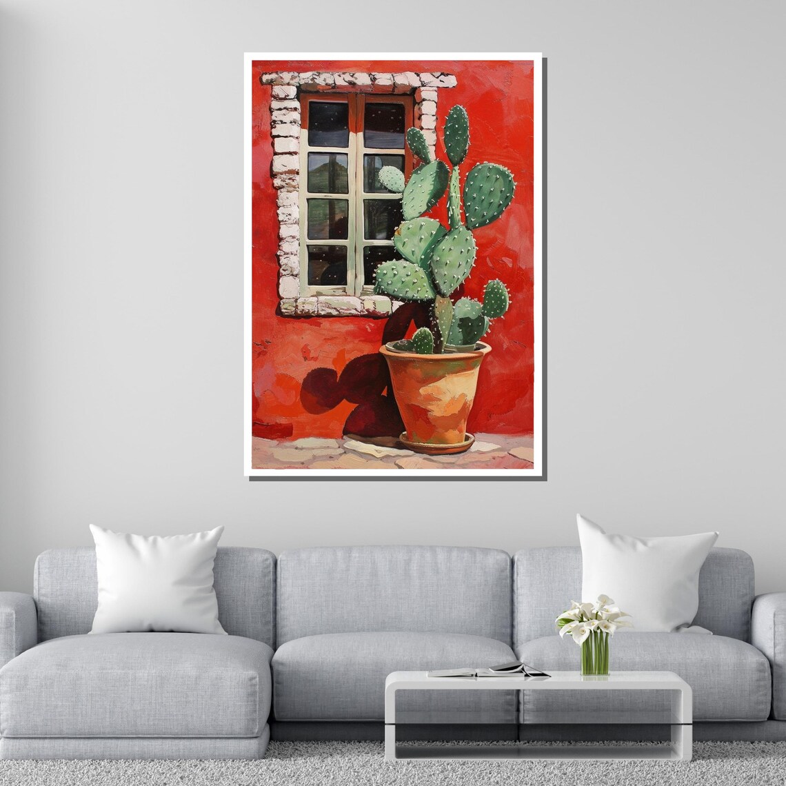 Cactus By The Window, Southwest Rustic Art Print - Image 2
