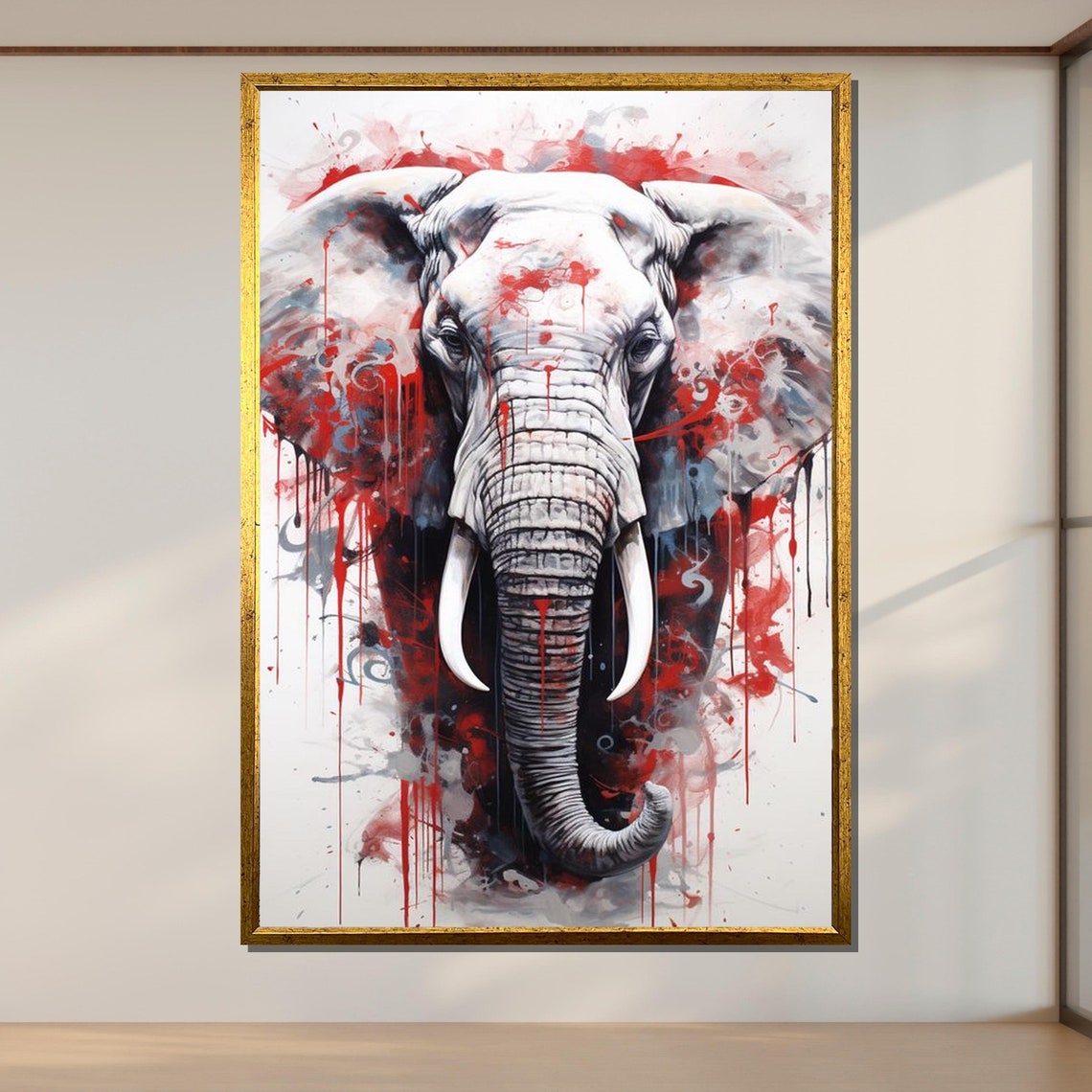 Bold Elephant Abstract Wildlife Art Dramatic Animal Print Colorful Elephant Poster Wall Art Design Ready To Hang Decoration - Image 2