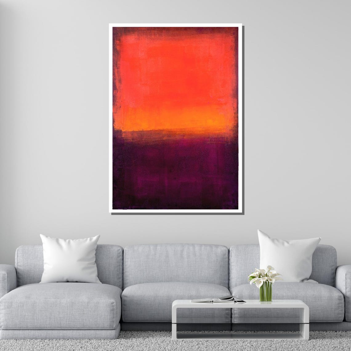 Sunset Glow Abstract Vibrant Modern Orange And Purple Art Bold Color Block Painting Ready To Hang - Image 2