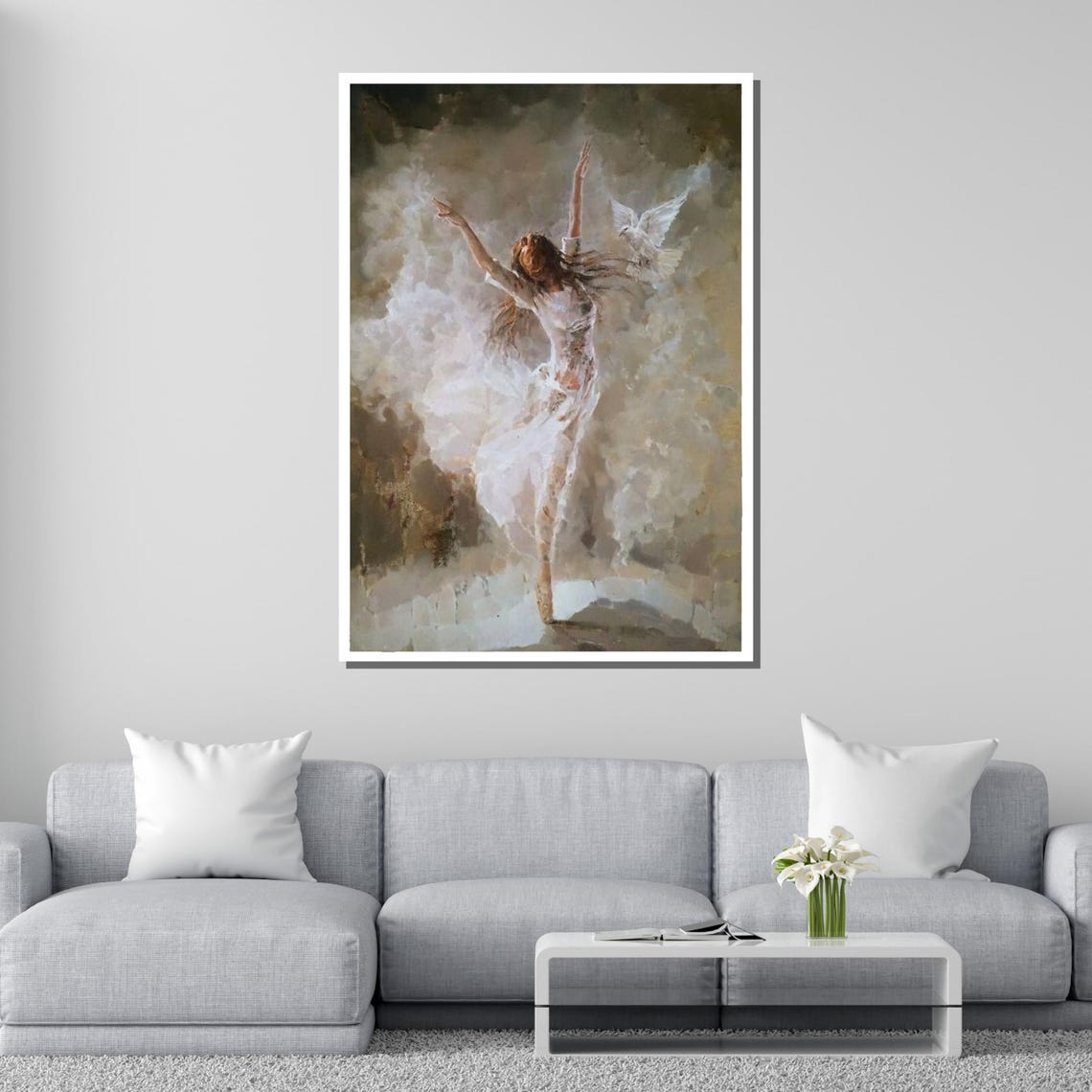 Graceful Dancer Ballet Art Print Elegant Dance Painting Ballerina Wall Art Ready To Hang - Image 2