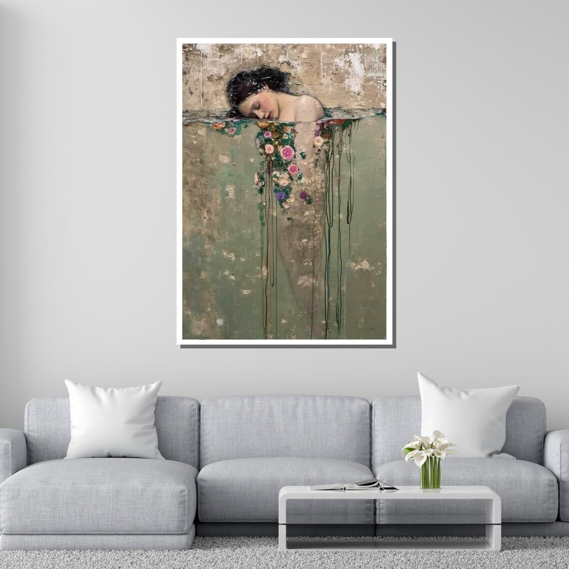 Surreal Floral Woman In Water, Dreamlike Art Print - Image 2