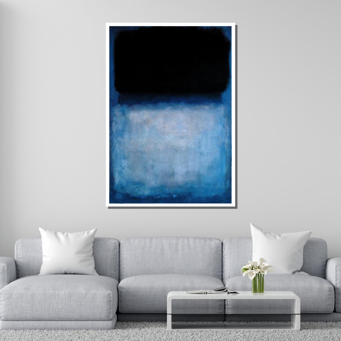 Midnight Blue Abstract Color Field Black Navy Modern Art Wall Poster - Image 4