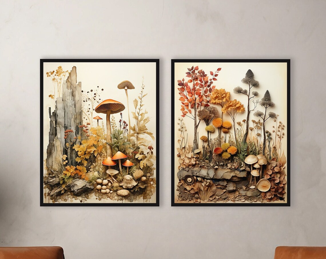 Earth Elements Botanical Boho Mushroom Art Print
