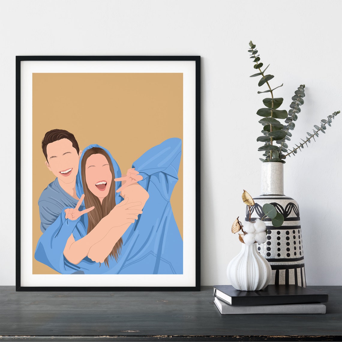 Expectant Couple Pregnancy Moment Flat Color Illustration Poster - Image 3