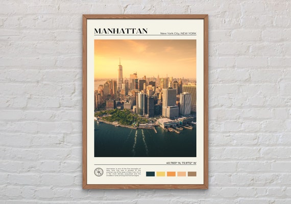 Manhattan Real Photo Travel Poster, USA Wall Decor