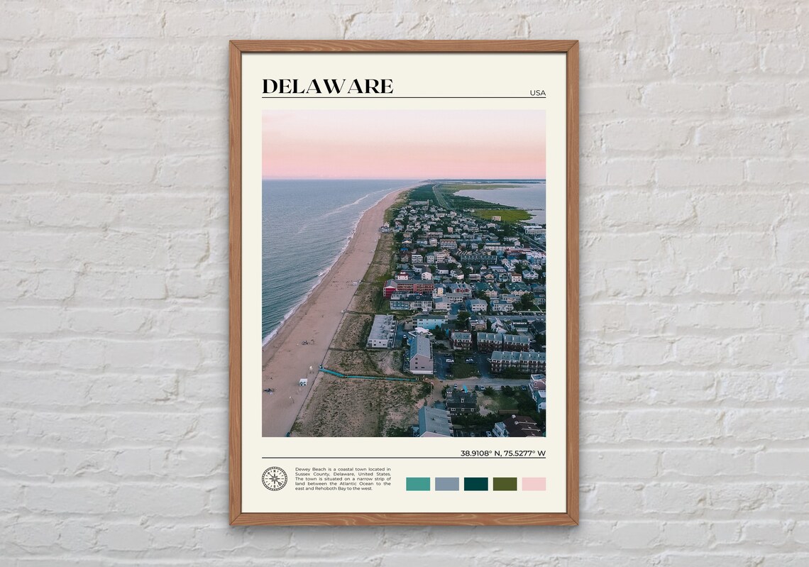 Delaware Travel Poster, USA Wall Art Print
