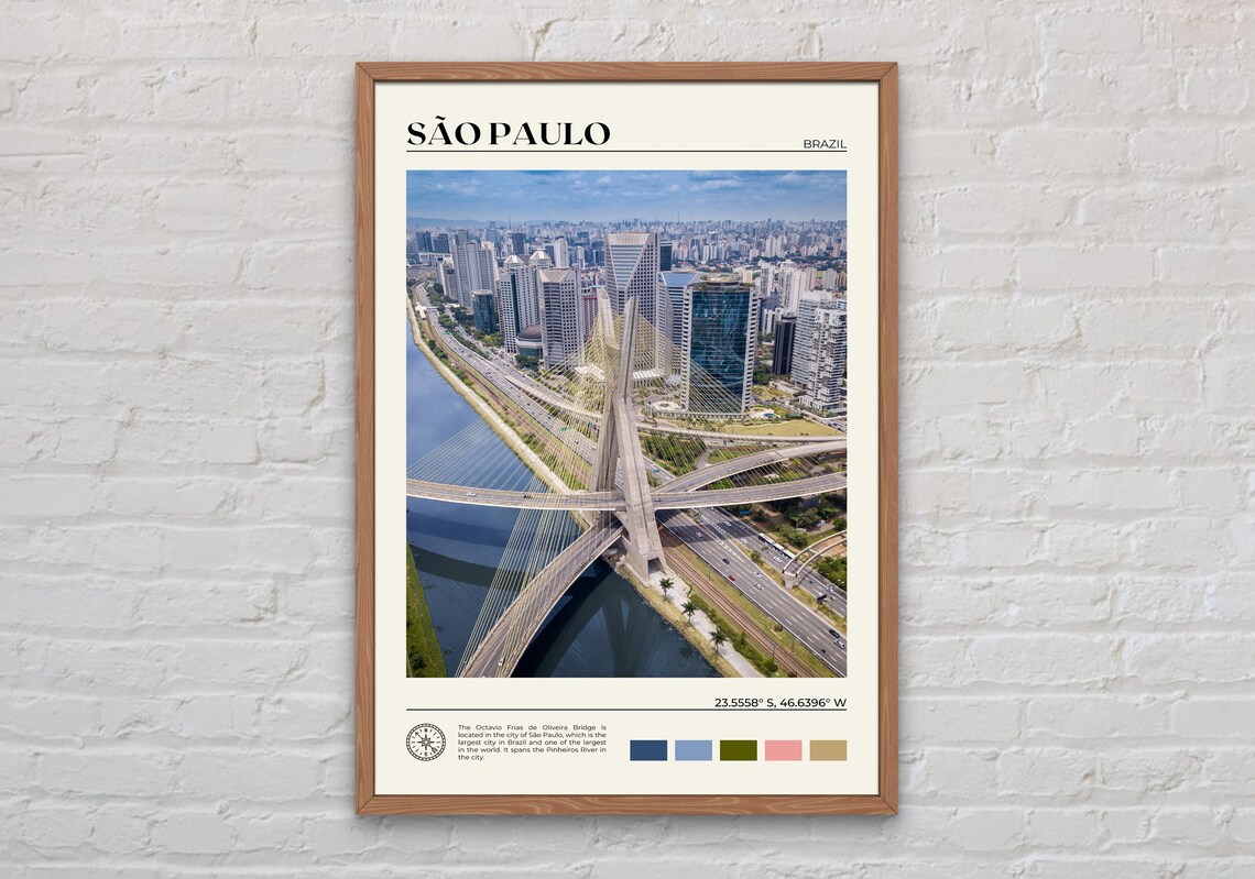São Paulo Travel Poster, Brazil City Photo Art Print
