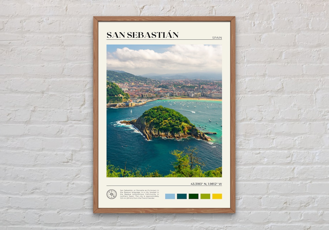 San Sebastin Travel Poster, Spain Place Print