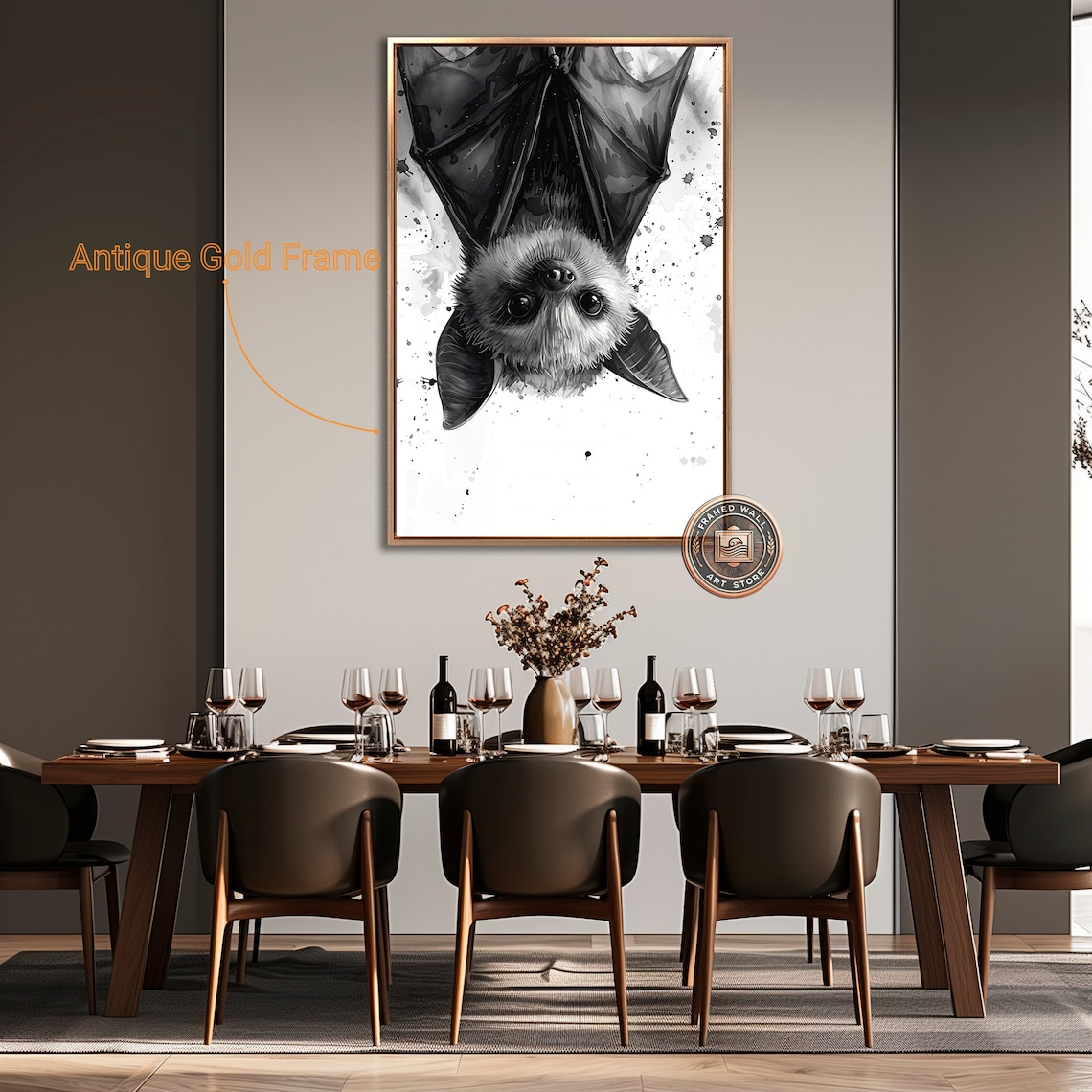 Adorable Bat Nursery Art Print, Cute Black And White - Image 3