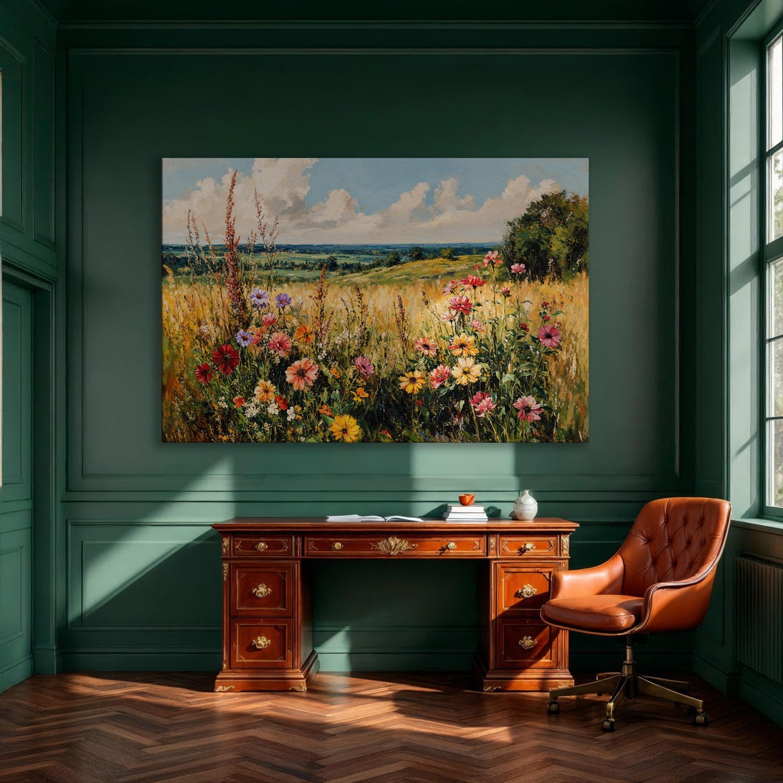 Vibrant Wildflower Meadow Golden Summer Countryside Field Wall Art