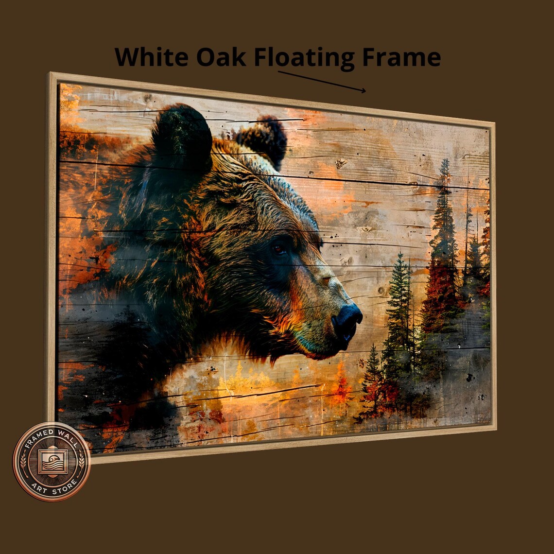 Intense Bear Portrait, Rustic Farmhouse Wall Art Print - Image 3