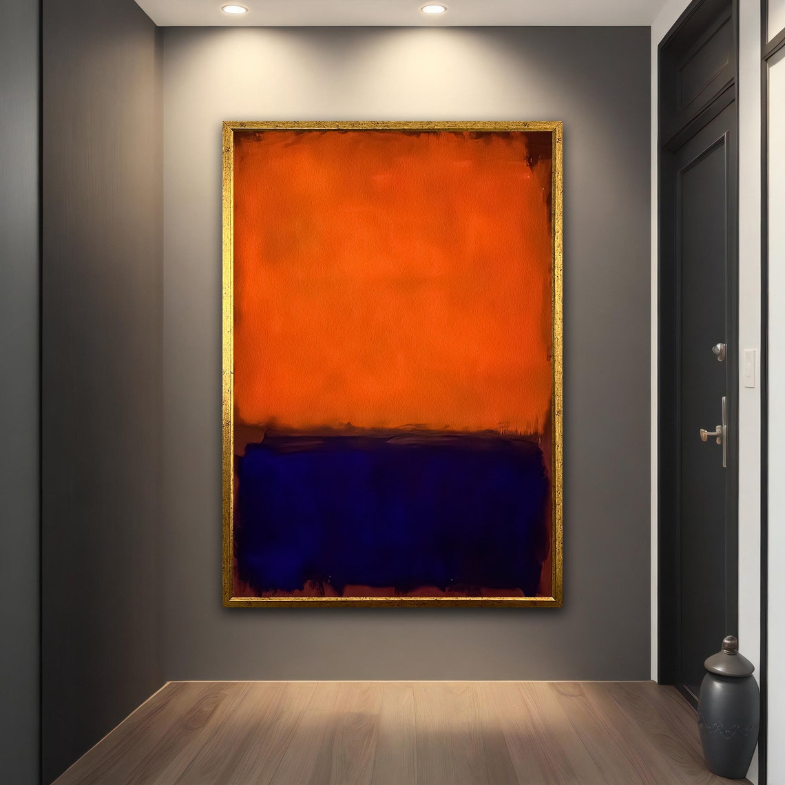 Rothko Style Orange Blue Color Block Abstract Expressionist Art Poster