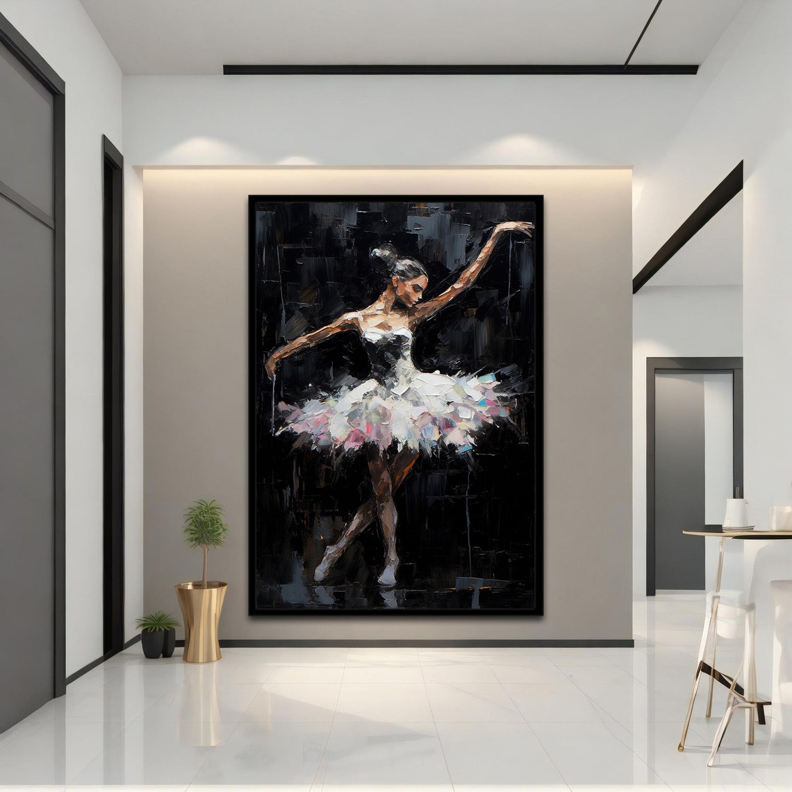 Ballerina White Tutu Arms Outstretched Moody Ballet Art Print - Image 4