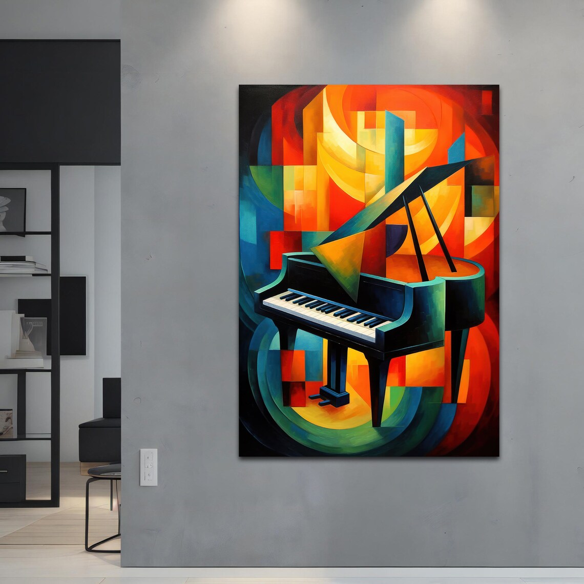 Grand Piano Geometric Cubist Colorful Music Instrument Art Poster - Image 5