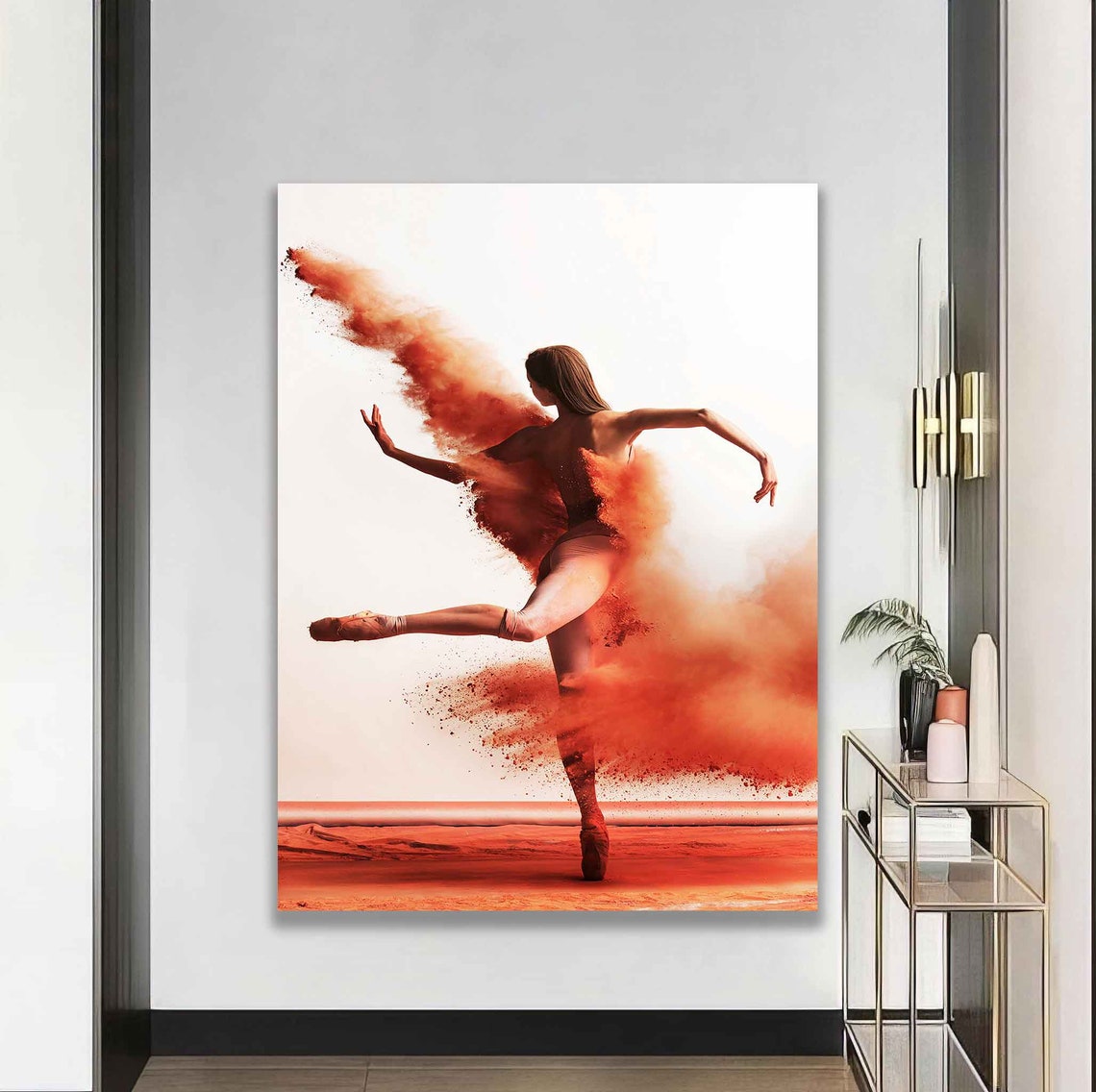 Ballerina Dancing Red Powder Cloud Motion Dance Art Photography Poster - Image 4