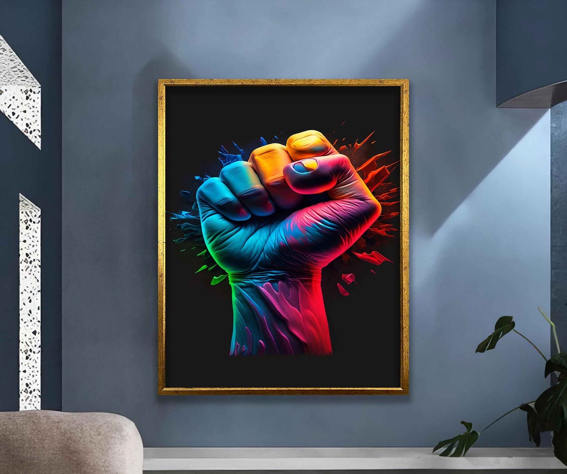 Fist Wall Art Colorful Fist Painting Fist Print Fist Wall Art Fist Fist Modern - Image 5