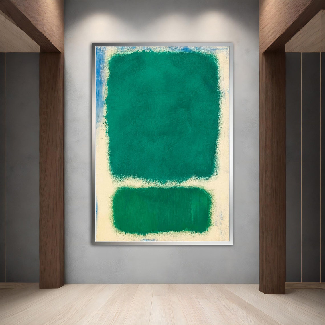 Rothko Style Emerald Green Cream Color Field Abstract Wall Art Print - Image 4