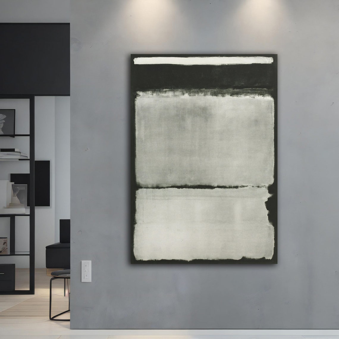 Mark Rothko Style Black White Ecru Color Field Abstract Wall Art Print - Image 4