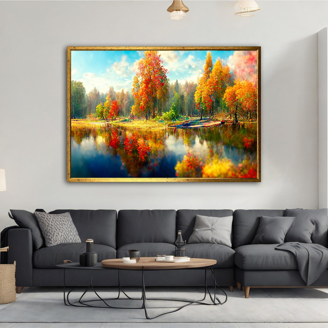 Autumn Lake Fall Foliage Mirror Reflection Colorful Landscape Poster - Image 4