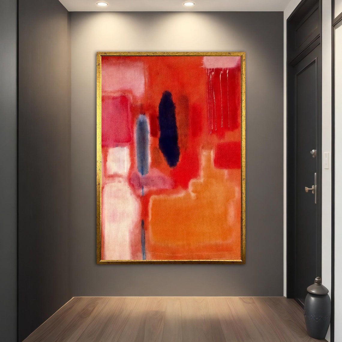 Rothko Style Red Orange Navy Abstract Color Field Wall Art Print - Image 3
