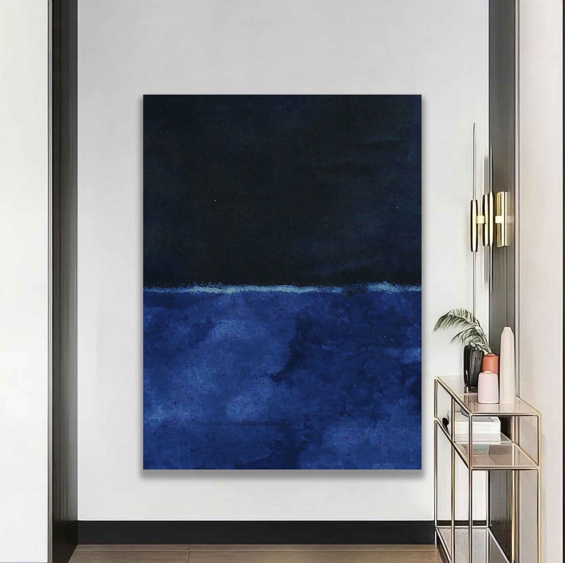 Deep Navy Blue Color Field Abstract Painting Art Wall Poster