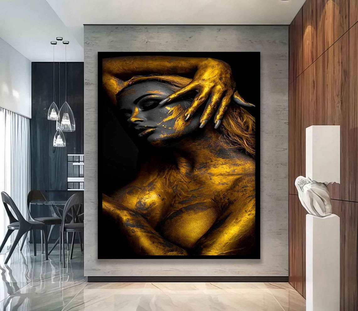 Gold Woman Painting Modern Woman Wall Art Modern Woman Print Woman Woman Wall Decor Woman Wall Art - Image 5