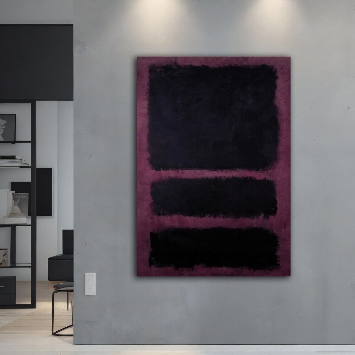 Rothko Style Black Mauve Dark Color Field Abstract Wall Art Print