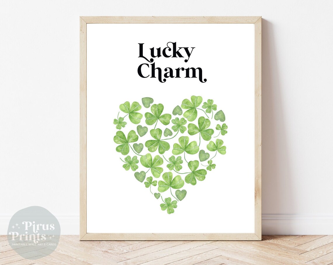 Lucky Charm Shamrock Heart, St Patricks Art Print