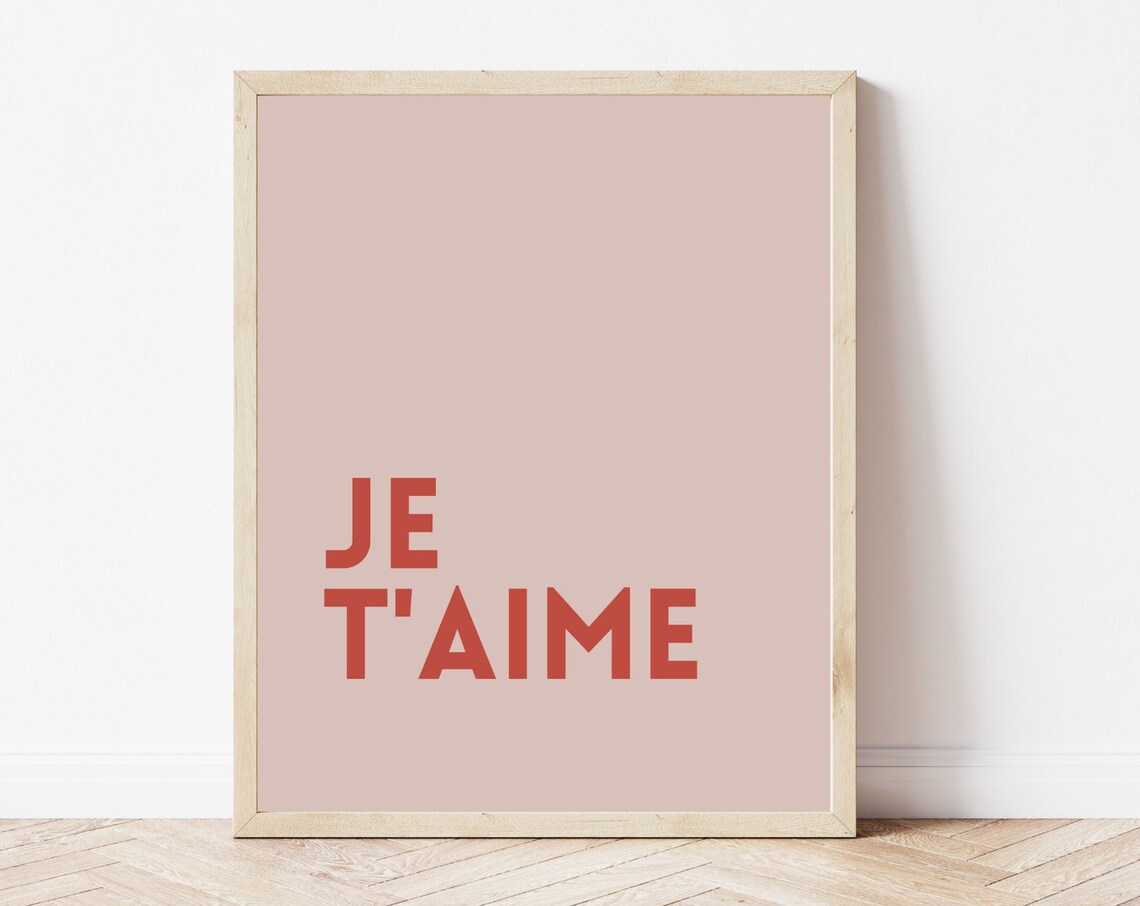 Je T Aime Red Typography Dusty Pink Minimalist French Love Print - Image 4