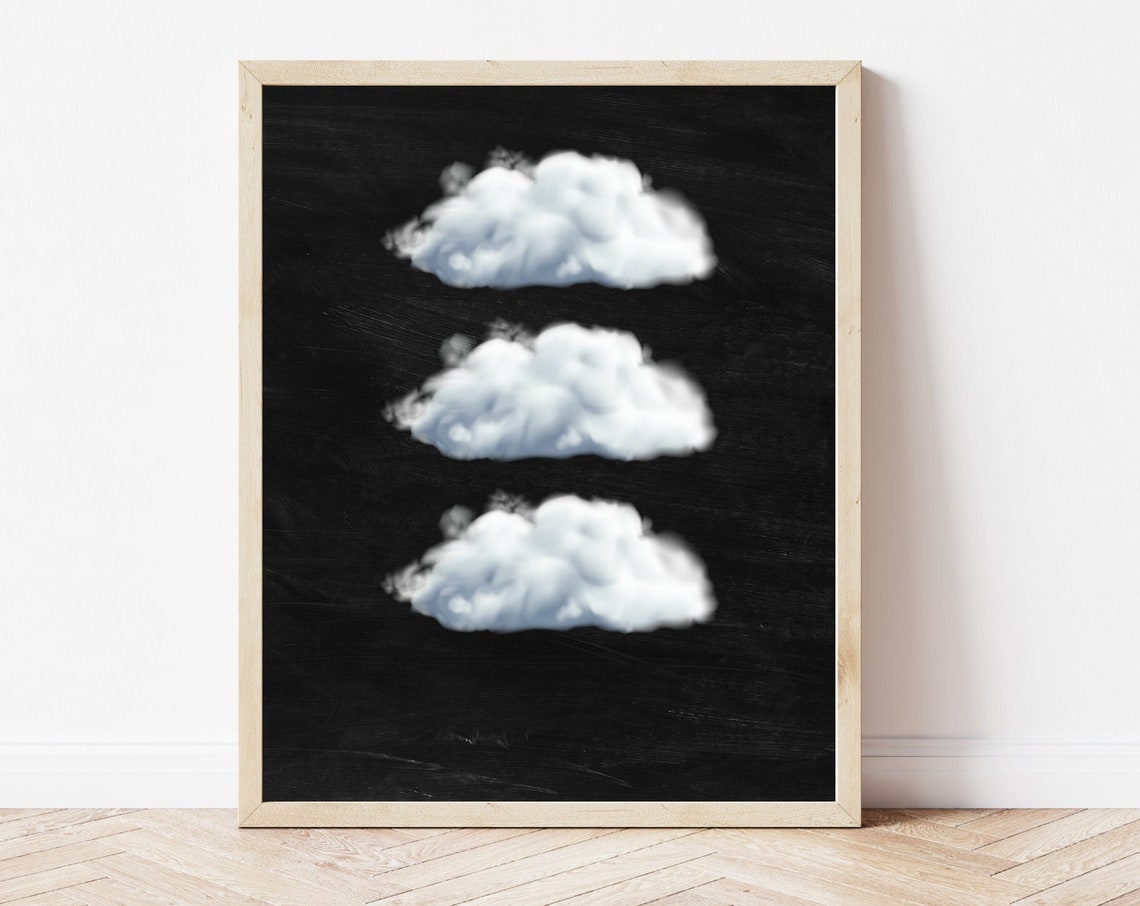 Dramatic Black Cloud Trio Moody Dark Academia Maximalist Wall Art
