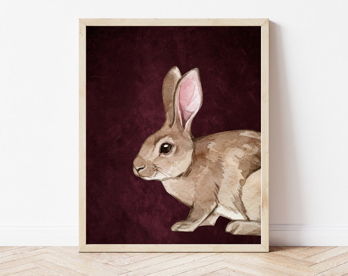 Rabbit Art Print, Rustic Easter Decor
