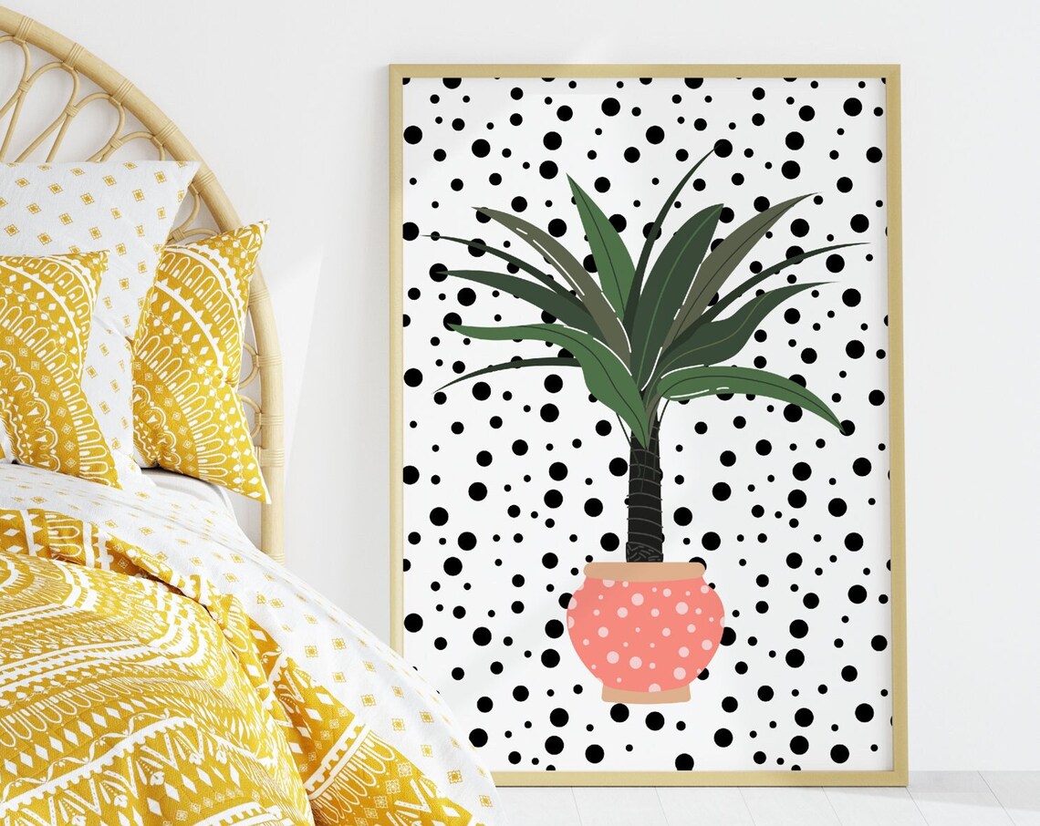 Polka Dot House Plant Botanical Art Print